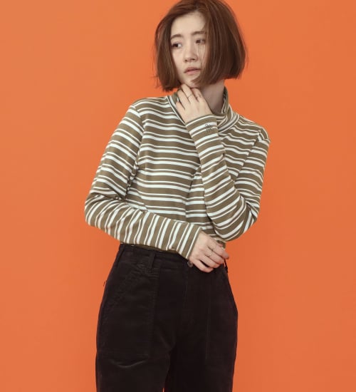 SOMETHING(サムシング)のSOMETHING BODY FIRE タートルネックカットソー【長袖】|トップス/Tシャツ/カットソー/レディース|ライトカーキ