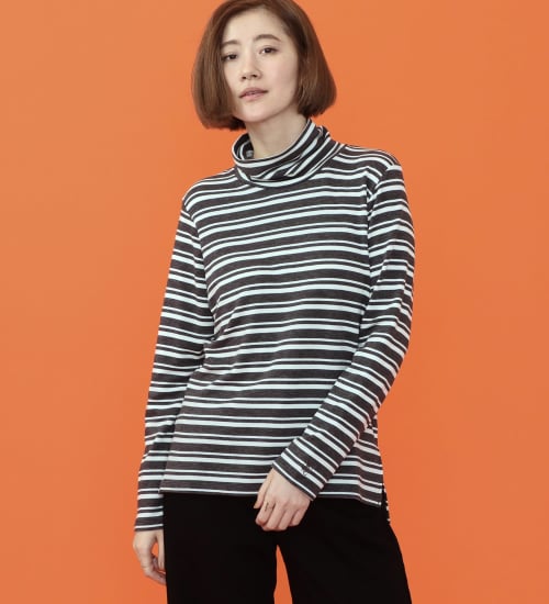 SOMETHING(サムシング)のSOMETHING BODY FIRE タートルネックカットソー【長袖】|トップス/Tシャツ/カットソー/レディース|チャコールグレー