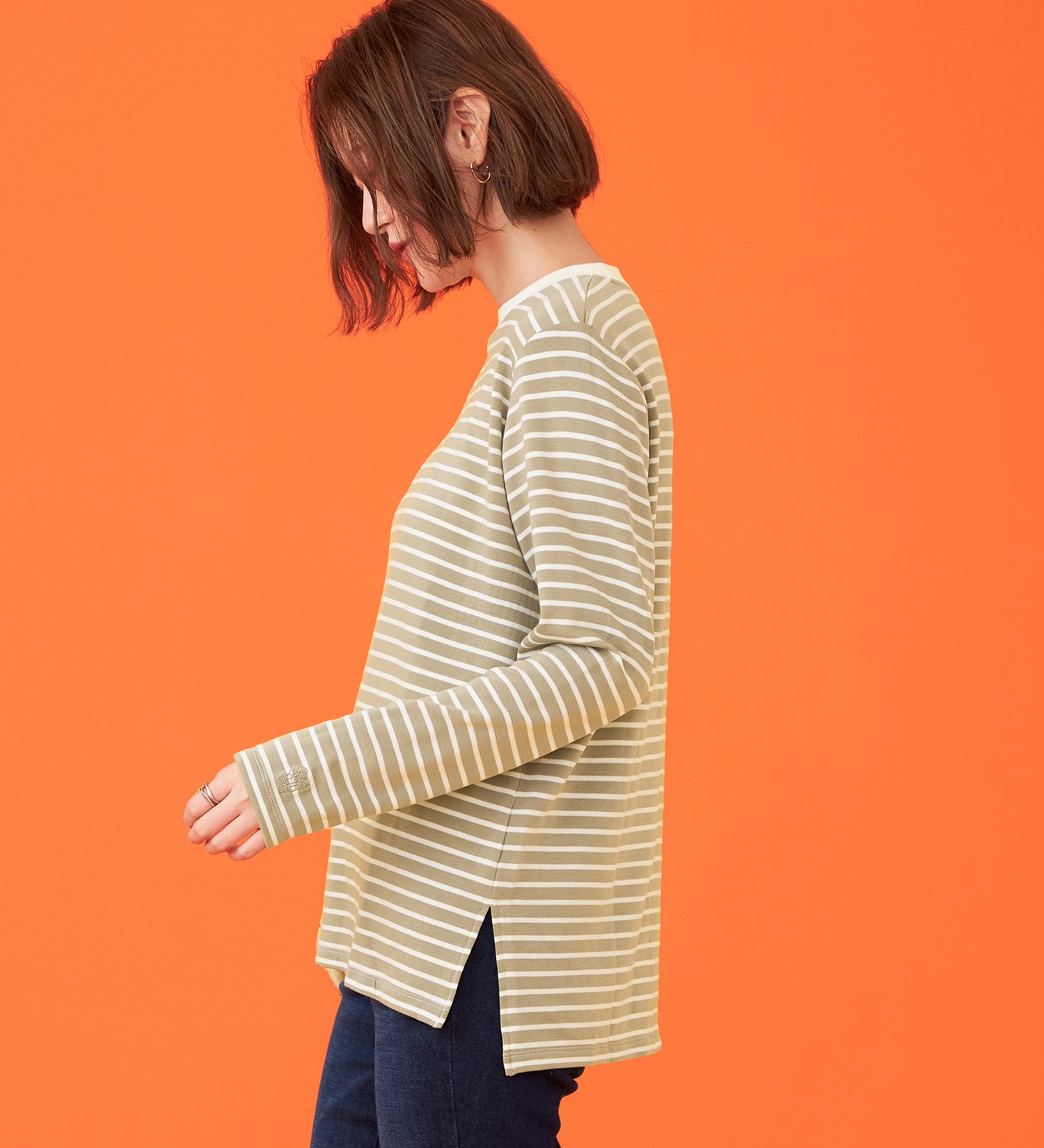 SOMETHING(サムシング)のSOMETHING BODYFIREモックネック長袖カットソー【暖】|トップス/Tシャツ/カットソー/レディース|ベージュ系その他