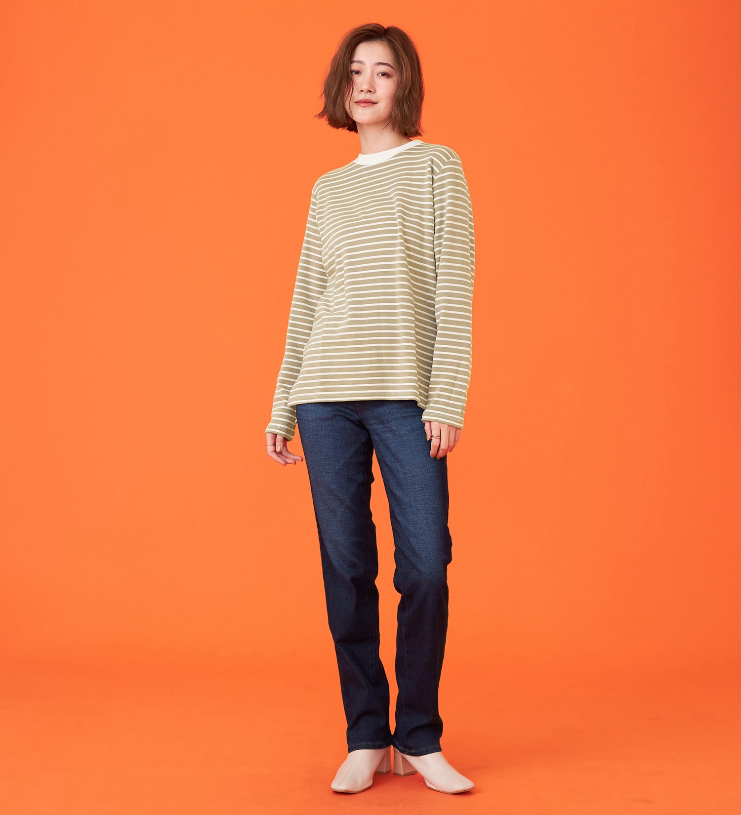 SOMETHING(サムシング)のSOMETHING BODYFIREモックネック長袖カットソー【暖】|トップス/Tシャツ/カットソー/レディース|ベージュ系その他