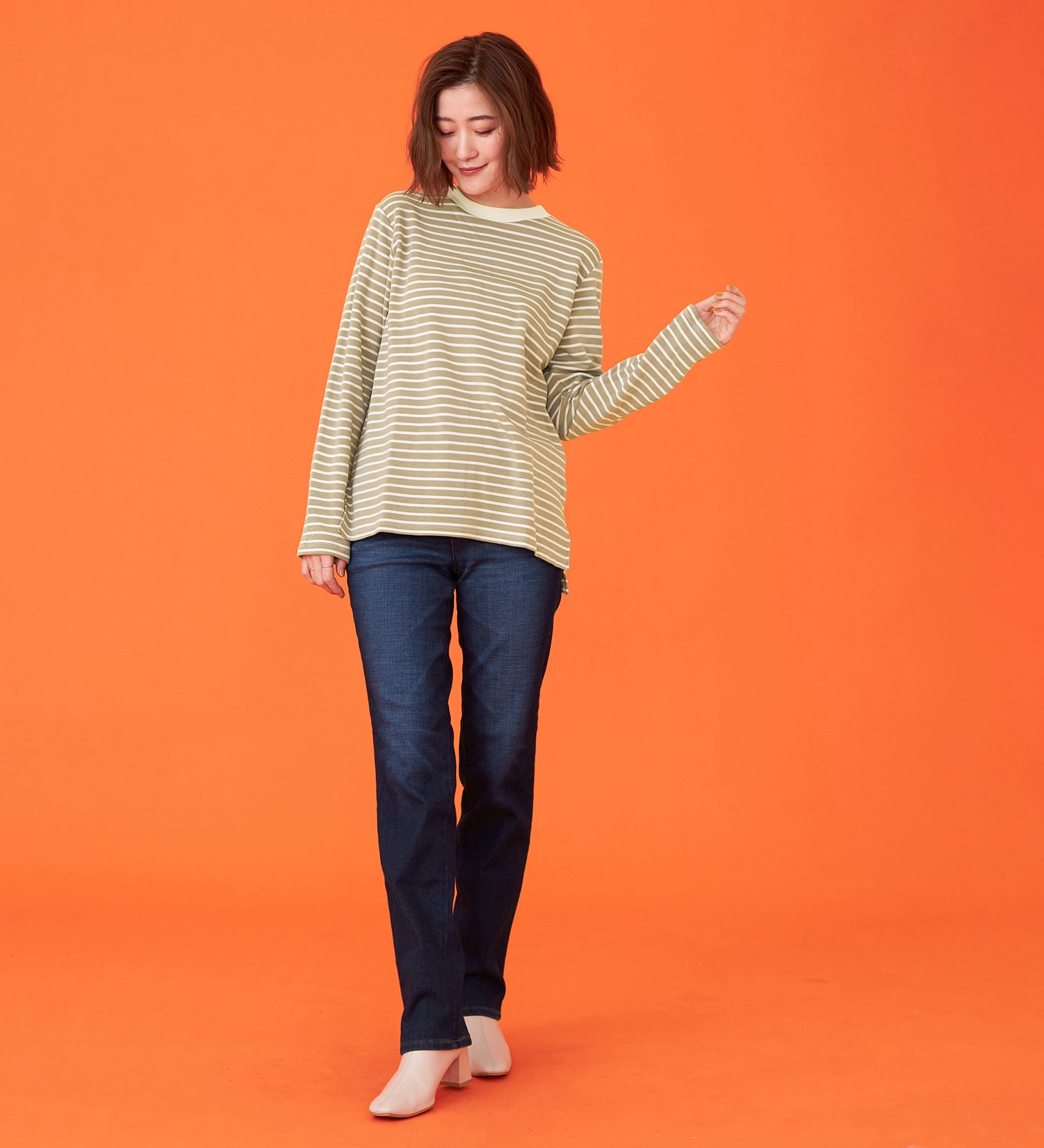 SOMETHING(サムシング)のSOMETHING BODYFIREモックネック長袖カットソー【暖】|トップス/Tシャツ/カットソー/レディース|ベージュ系その他