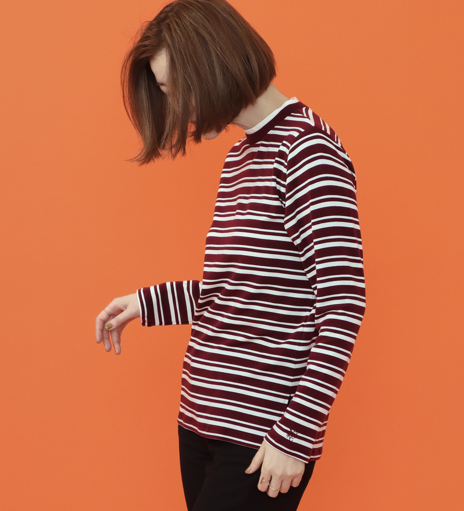 SOMETHING(サムシング)のSOMETHING BODY FIRE レイヤードネックカットソー【長袖】|トップス/Tシャツ/カットソー/レディース|バーガンディー