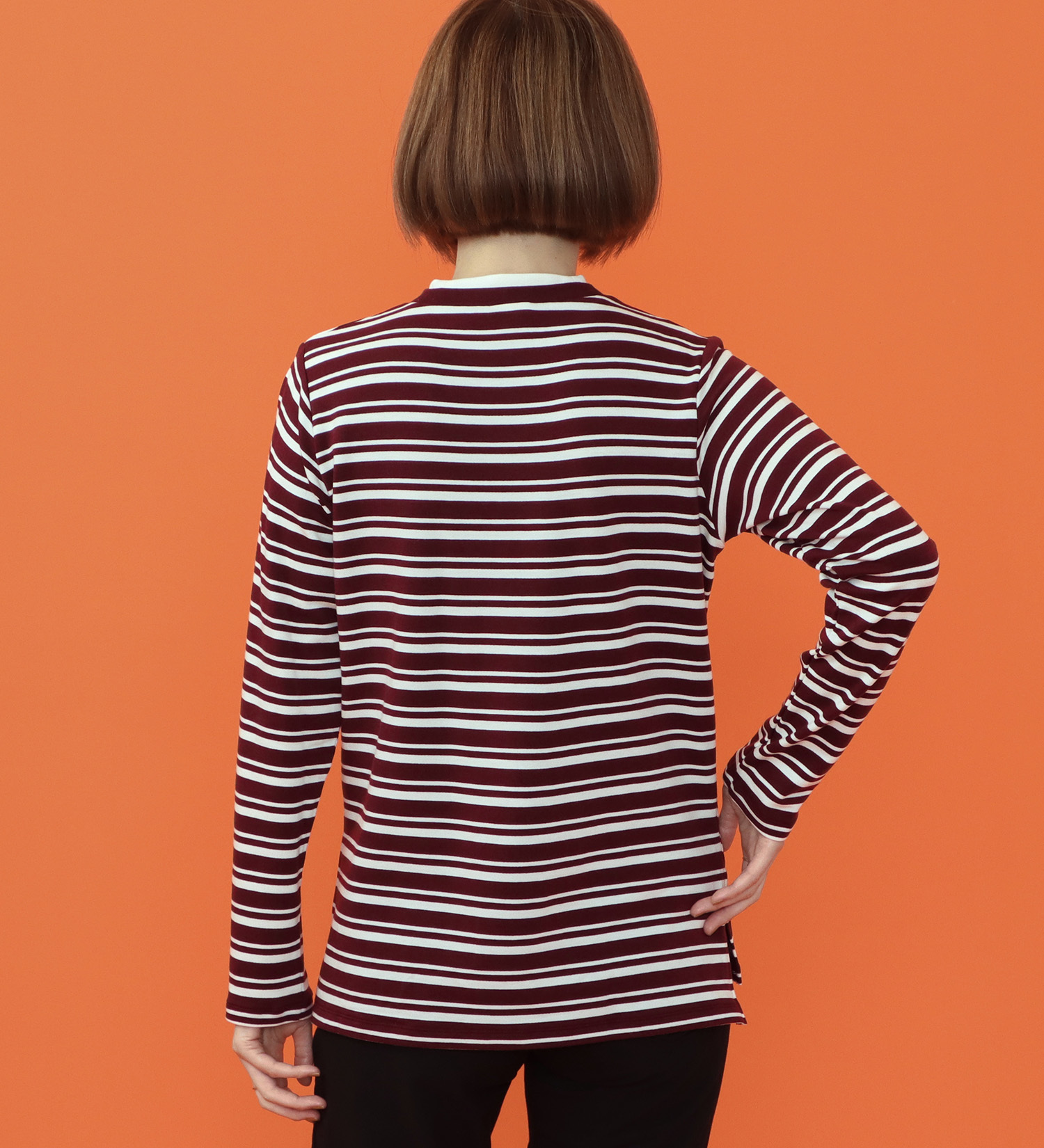 SOMETHING(サムシング)のSOMETHING BODY FIRE レイヤードネックカットソー【長袖】|トップス/Tシャツ/カットソー/レディース|バーガンディー