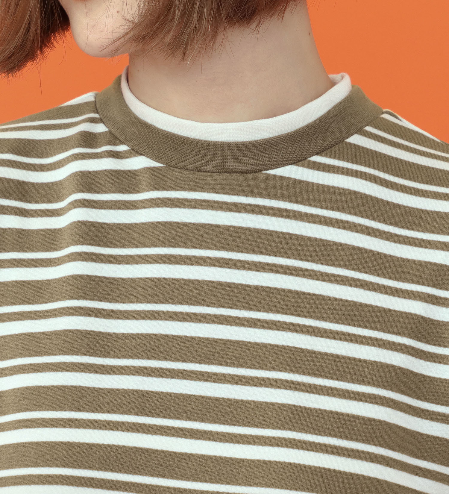 SOMETHING(サムシング)のSOMETHING BODY FIRE レイヤードネックカットソー【長袖】|トップス/Tシャツ/カットソー/レディース|ライトカーキ