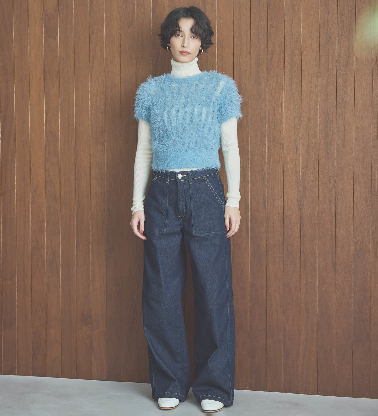 SOMETHING(サムシング)のSOMETHING BODYFIRE ワイドベイカーデニムパンツ【暖】|パンツ/デニム/ジーンズパンツ/レディース|インディゴブルー