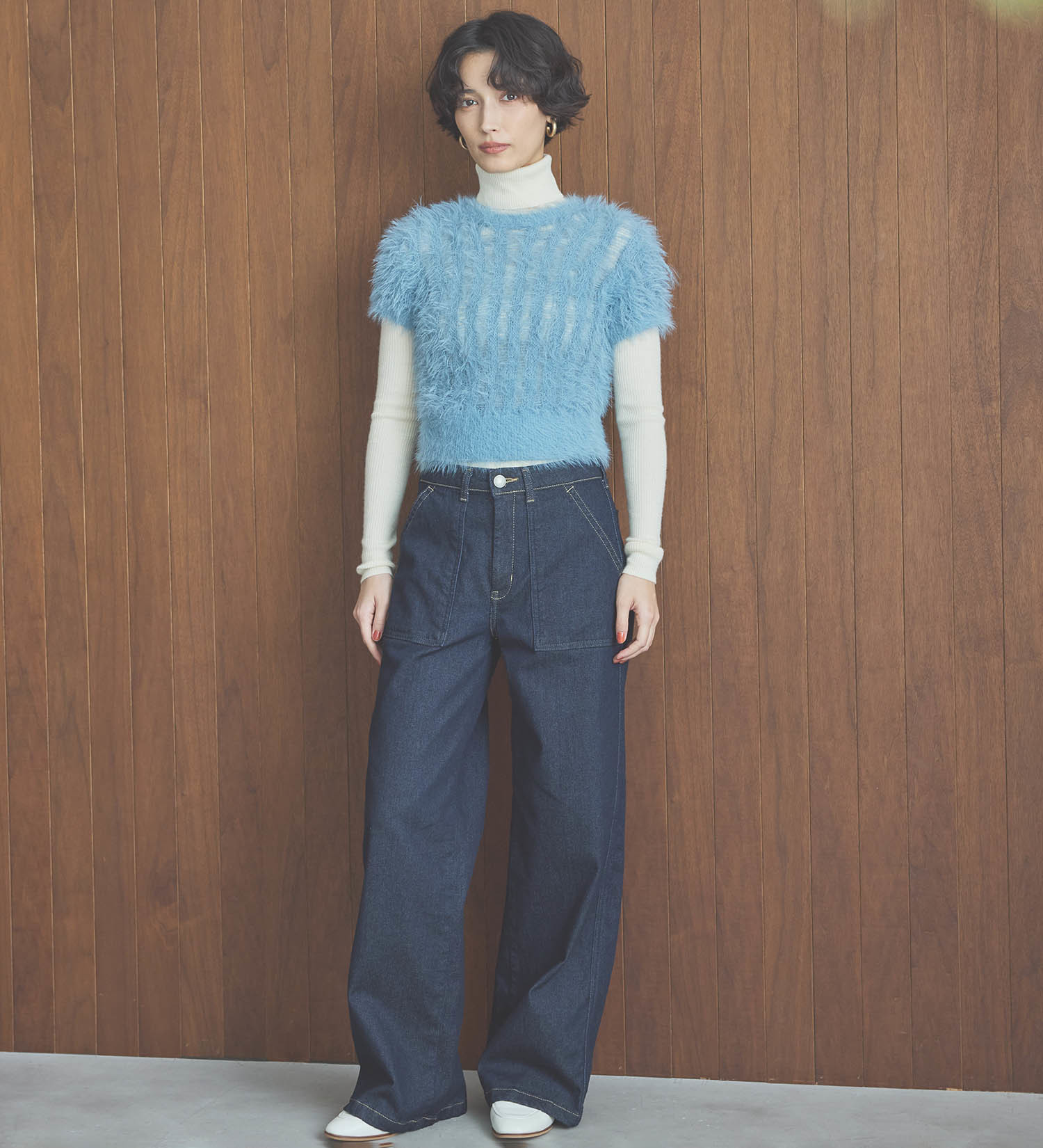 SOMETHING(サムシング)のSOMETHING BODYFIRE ワイドベイカーデニムパンツ【暖】|パンツ/デニム/ジーンズパンツ/レディース|インディゴブルー