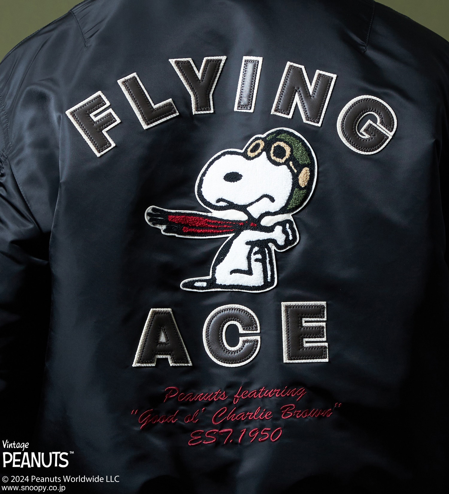 ALPHA(アルファ)の【PEANUTS x ALPHA】FLYING ACE MA-1 USスペック|ジャケット/アウター/ミリタリージャケット/メンズ|ブラック