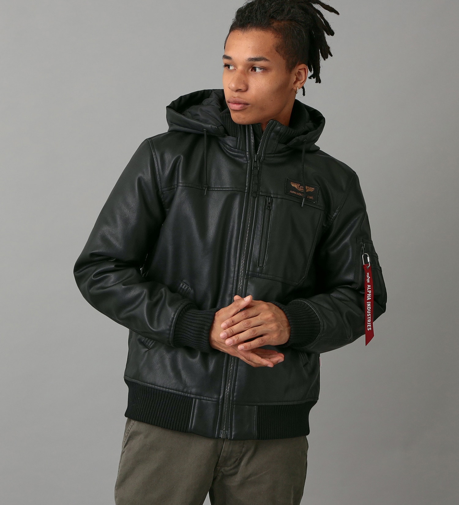 ALPHA INDUSTRIES フーデッドリブジャケット - アウター