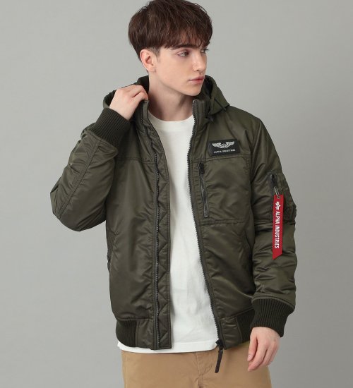 ALPHAINDUST【試着】ALPHA INDUSTRIES アルファ フーデットリブジャケット