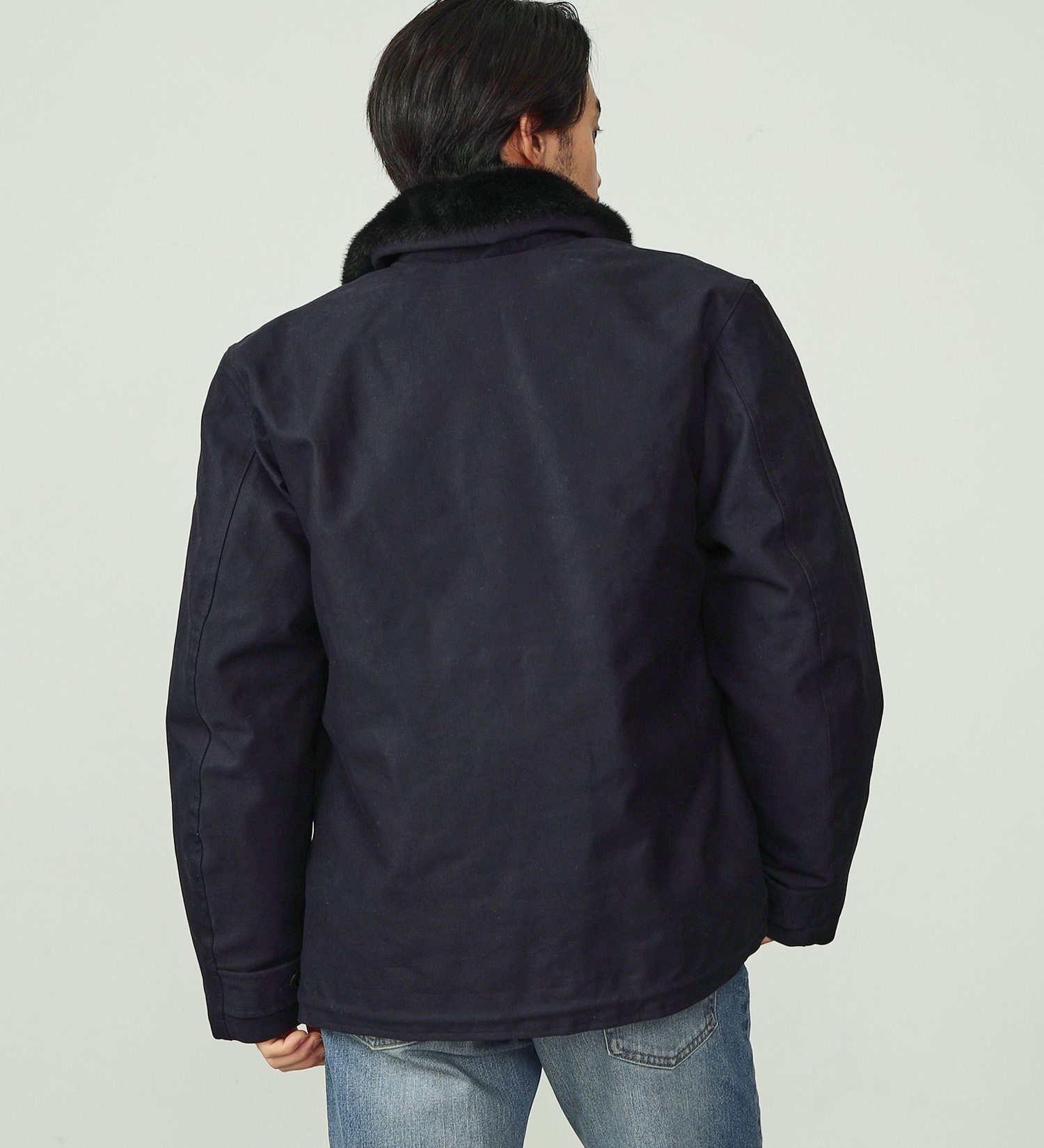 袖丈69インディアンモトサイクル　牛革　カウレザー　N-1 デッキジャケット XL 黒