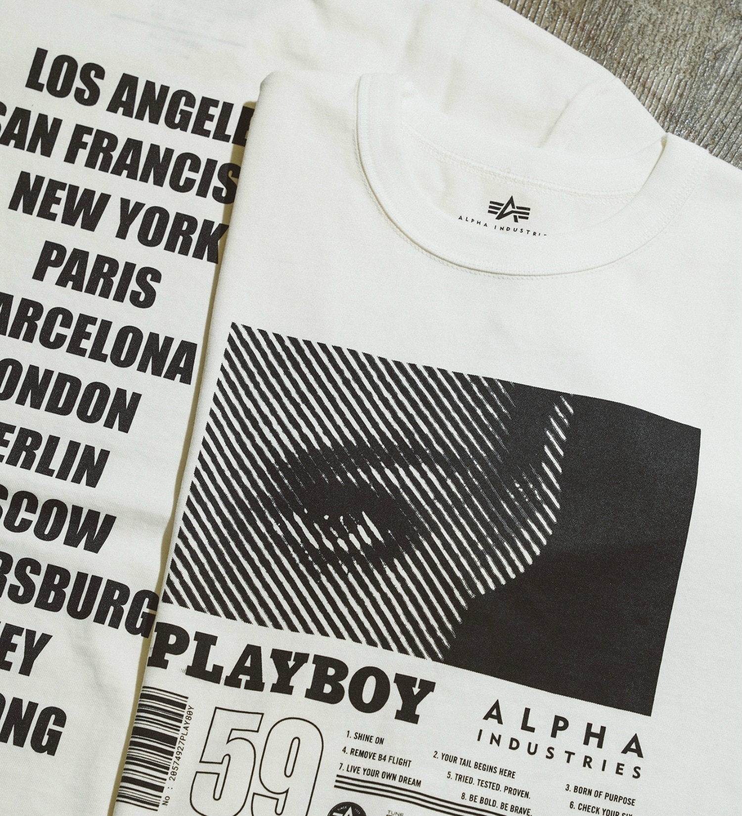 ALPHA(アルファ)の【サマーセール】【直営店限定】ALPHA x PLAYBOY WORLD TOUR Tシャツ|トップス/Tシャツ/カットソー/メンズ|ホワイト