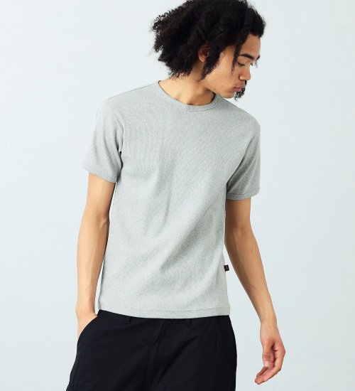 ALPHA(アルファ)の半袖クルーネックリブTシャツ|トップス/Tシャツ/カットソー/メンズ|ヘザ－グレー