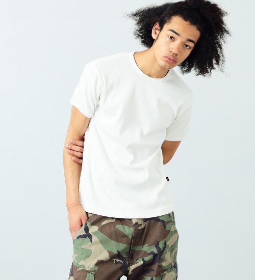 ALPHA(アルファ)の半袖クルーネックリブTシャツ|トップス/Tシャツ/カットソー/メンズ|ホワイト