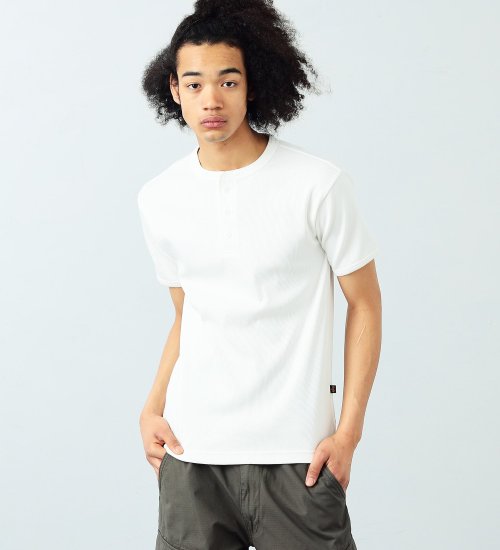 ALPHA(アルファ)の半袖ヘンリーネックリブTシャツ|トップス/Tシャツ/カットソー/メンズ|ホワイト