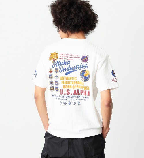 ALPHA(アルファ)の【再値下セール】ヘリンボーン バックプリントTシャツ|トップス/Tシャツ/カットソー/メンズ|ホワイト