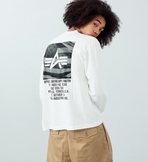 ALPHA(アルファ)のフォトBOX-Aバックプリント 長袖Tシャツ|トップス/Tシャツ/カットソー/メンズ|ホワイト