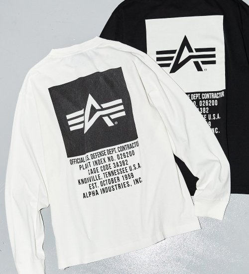 ALPHA(アルファ)のBOX-Aバックプリント 長袖Tシャツ|トップス/Tシャツ/カットソー/メンズ|ホワイト