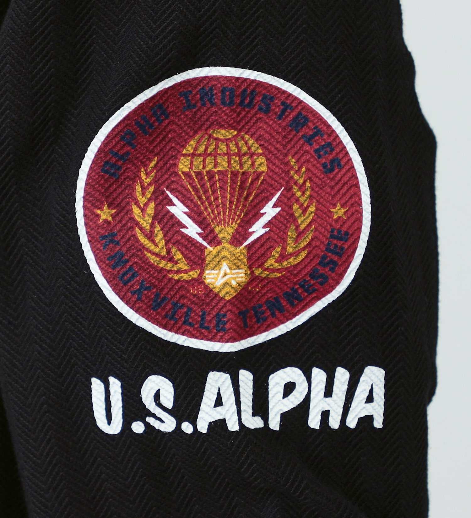 ALPHA(アルファ)の【決算SALE】ヘリンボーンバックプリント長袖Tシャツ|トップス/Tシャツ/カットソー/メンズ|ブラック