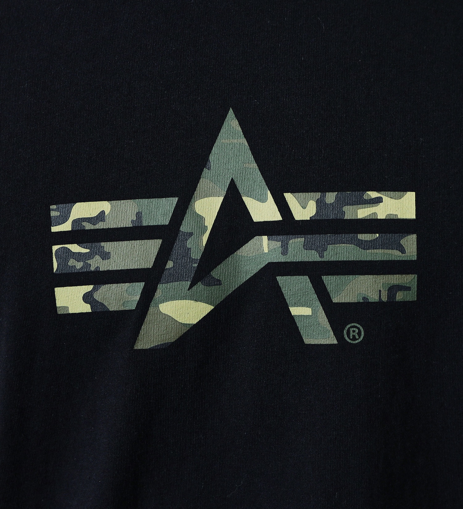 ALPHA(アルファ)の【TIME SALE】Aマークプリント 長袖Tシャツ（ウッドランドカモ）|トップス/Tシャツ/カットソー/メンズ|ブラック