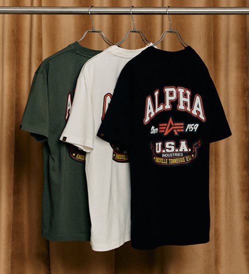 ALPHA(アルファ)の【おまとめ割対象】FLYING-Aマーク バックプリントTシャツ 半袖|トップス/Tシャツ/カットソー/メンズ|ブラック
