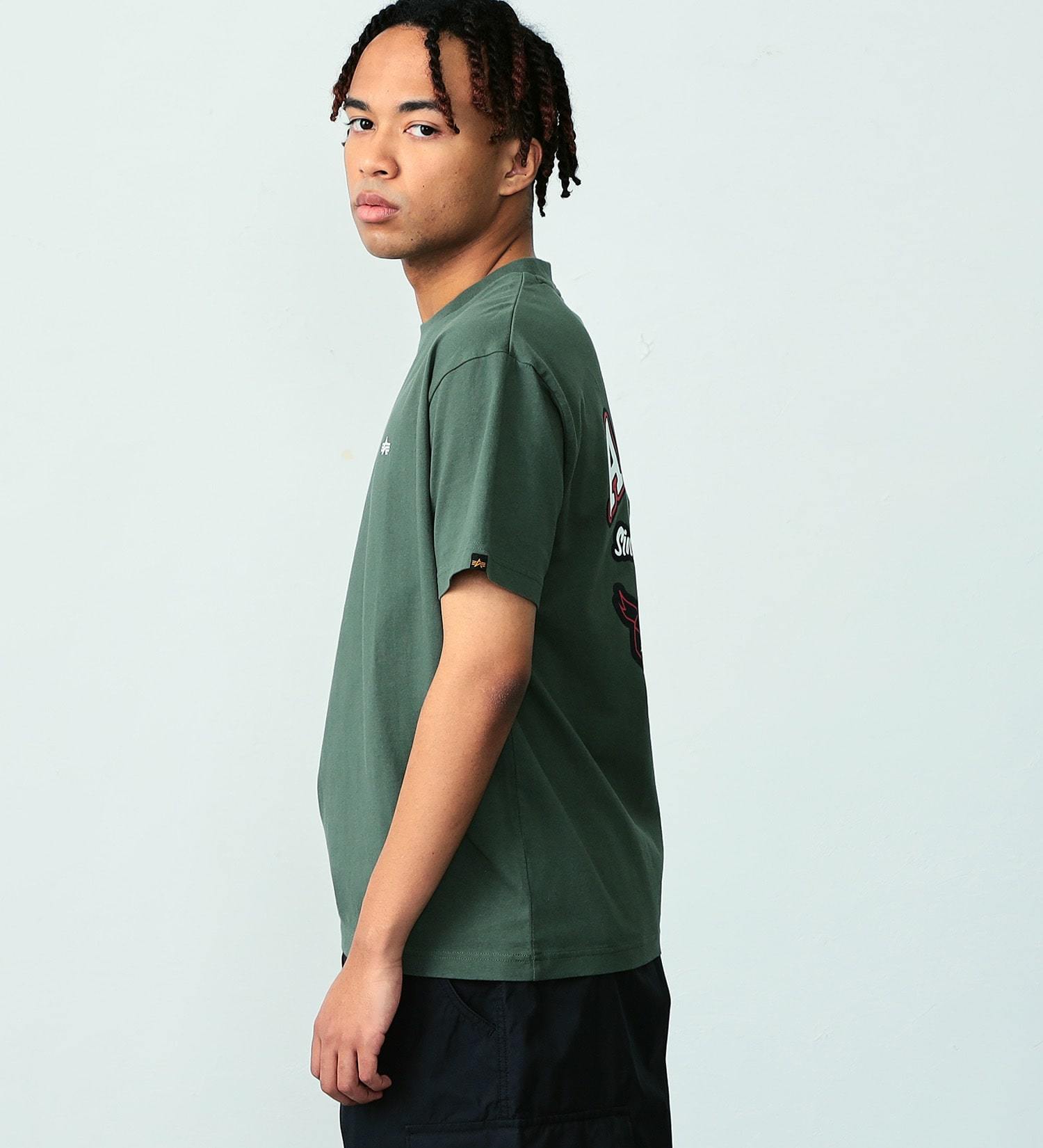ALPHA(アルファ)の【おまとめ割対象】FLYING-Aマーク バックプリントTシャツ 半袖|トップス/Tシャツ/カットソー/メンズ|グリーン