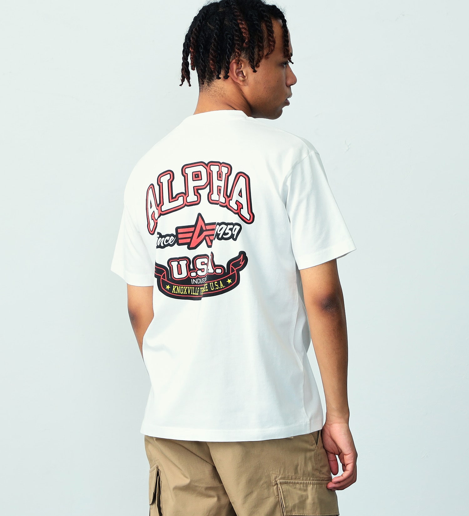 ALPHA(アルファ)の【おまとめ割対象】FLYING-Aマーク バックプリントTシャツ 半袖|トップス/Tシャツ/カットソー/メンズ|ホワイト