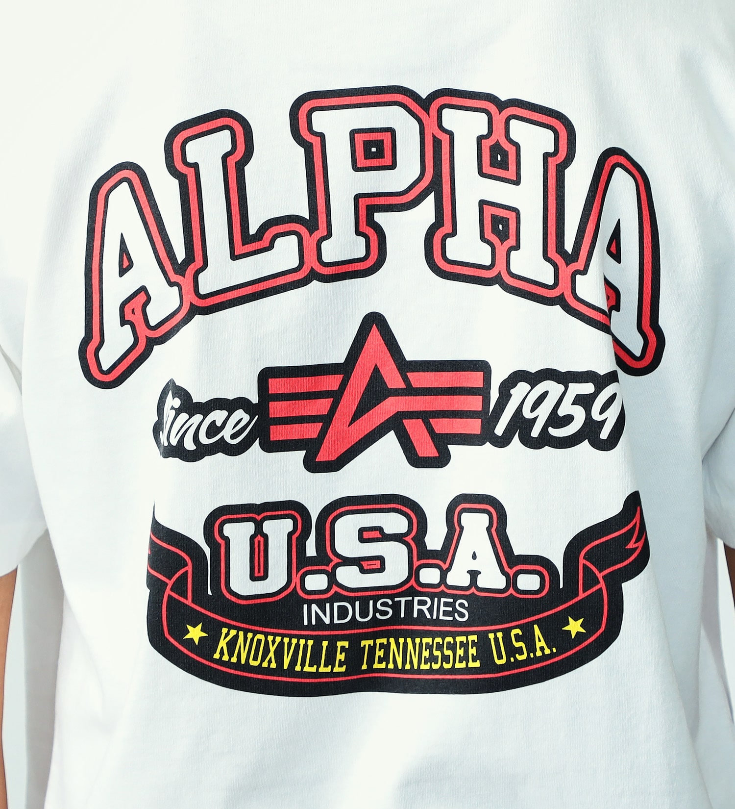 ALPHA(アルファ)の【おまとめ割対象】FLYING-Aマーク バックプリントTシャツ 半袖|トップス/Tシャツ/カットソー/メンズ|ホワイト