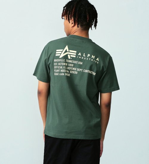 ALPHA(アルファ)のMIL.SPECバックプリントTシャツ 半袖|トップス/Tシャツ/カットソー/メンズ|グリーン