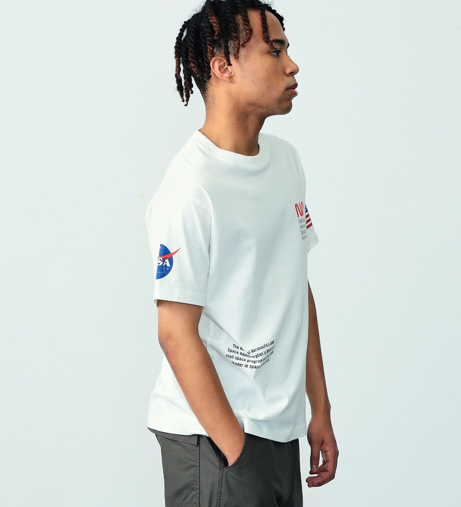 ALPHA(アルファ)の【おまとめ割対象】NASA ロゴプリントTシャツ 半袖|トップス/Tシャツ/カットソー/メンズ|ホワイト