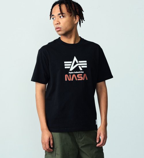 ALPHA(アルファ)の【おまとめ割対象】NASA バックプリントTシャツ 半袖|トップス/Tシャツ/カットソー/メンズ|ブラック