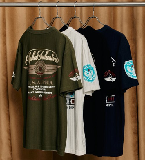 ALPHA(アルファ)のヘリンボーン バックプリントTシャツ 半袖|トップス/Tシャツ/カットソー/メンズ|グリーン