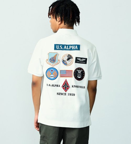 ALPHA(アルファ)のフライトパッチ カノコポロシャツ|トップス/ポロシャツ/メンズ|ホワイト