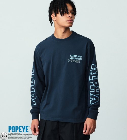 BLACKFRIDAY】POPEYE(TM)xALPHA 袖プリントTシャツ 長袖|ALPHA|アルファ