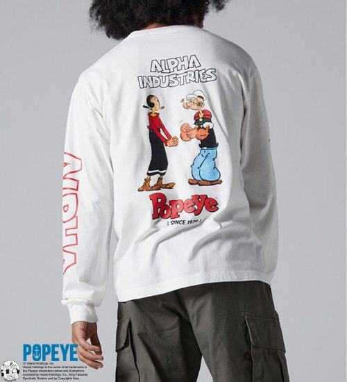 ALPHA(アルファ)の【TIME SALE】POPEYE(TM)xALPHA 袖プリントTシャツ 長袖|トップス/Tシャツ/カットソー/メンズ|ホワイト