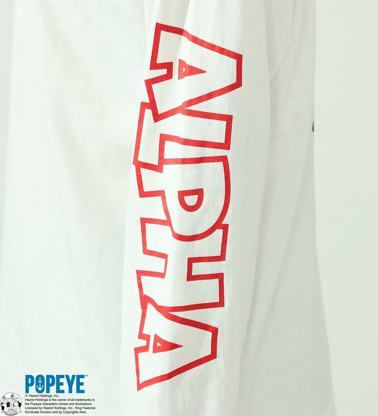 ALPHA(アルファ)の【おまとめ割対象】POPEYE(TM)xALPHA 袖プリントTシャツ 長袖|トップス/Tシャツ/カットソー/メンズ|ホワイト