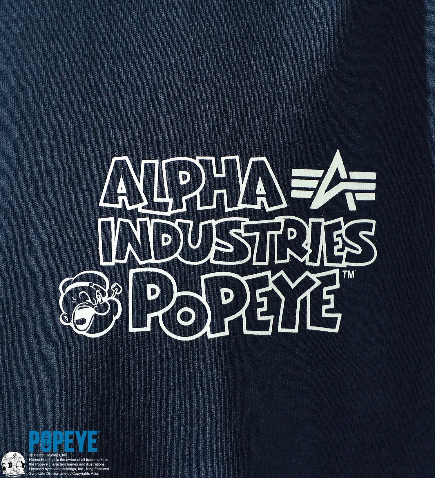 ALPHA(アルファ)の【おまとめ割対象】POPEYE(TM)xALPHA バックプリントTシャツ(コミック)|トップス/Tシャツ/カットソー/メンズ|ネイビー