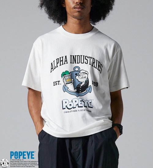 ALPHA(アルファ)の【おまとめ割対象】POPEYE(TM)xALPHA プリントTシャツ(アンカー)|トップス/Tシャツ/カットソー/メンズ|ホワイト