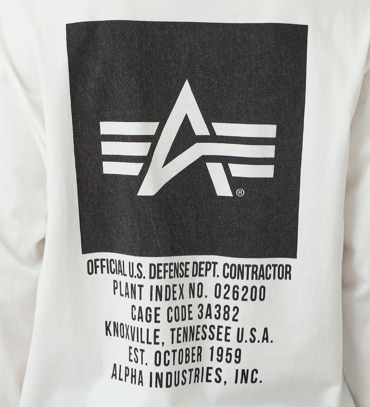 ALPHA(アルファ)のバックプリントボックスロゴ 長袖Tシャツ|トップス/Tシャツ/カットソー/メンズ|ホワイト