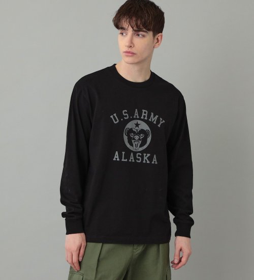 ALPHA(アルファ)のUS ARMY ALASKAプリント長袖Tシャツ|トップス/Tシャツ/カットソー/メンズ|ブラック