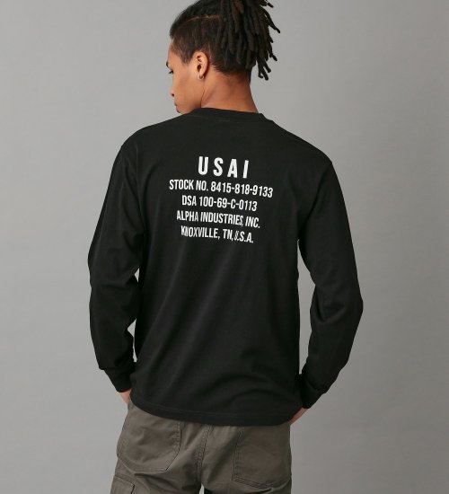 ALPHA(アルファ)の【カート割対象】【FINAL SALE】MIL.SPEC USAIバックプリント長袖Tシャツ|トップス/Tシャツ/カットソー/メンズ|ブラック