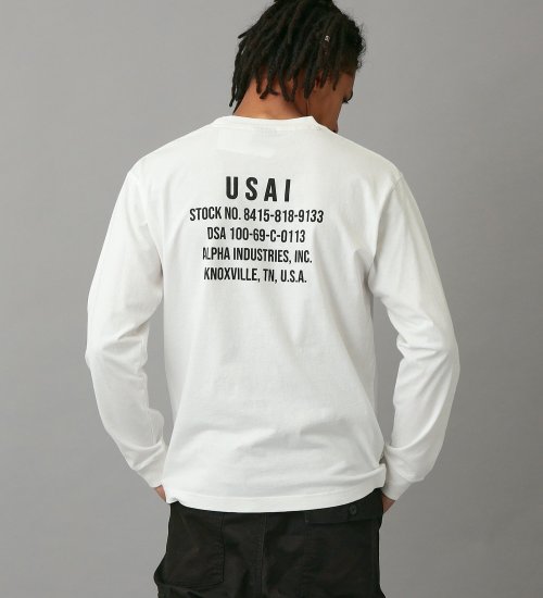 ALPHA(アルファ)のMIL.SPEC USAIバックプリント長袖Tシャツ|トップス/Tシャツ/カットソー/メンズ|ホワイト