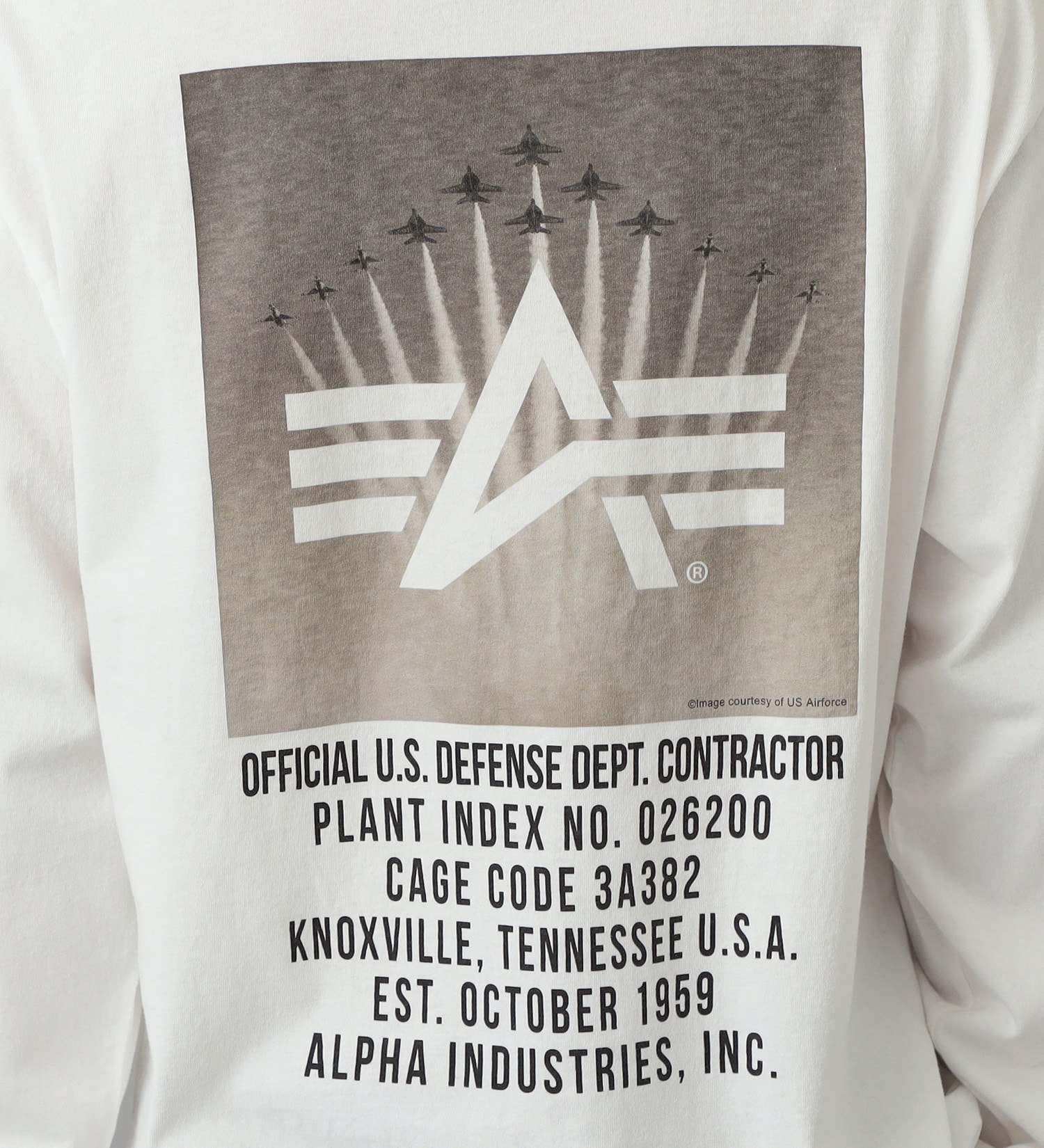 ALPHA(アルファ)の【GW SALE】【大きいサイズ】バックプリントボックスロゴ 長袖Tシャツ(FIGHTER)|トップス/Tシャツ/カットソー/メンズ|ホワイト
