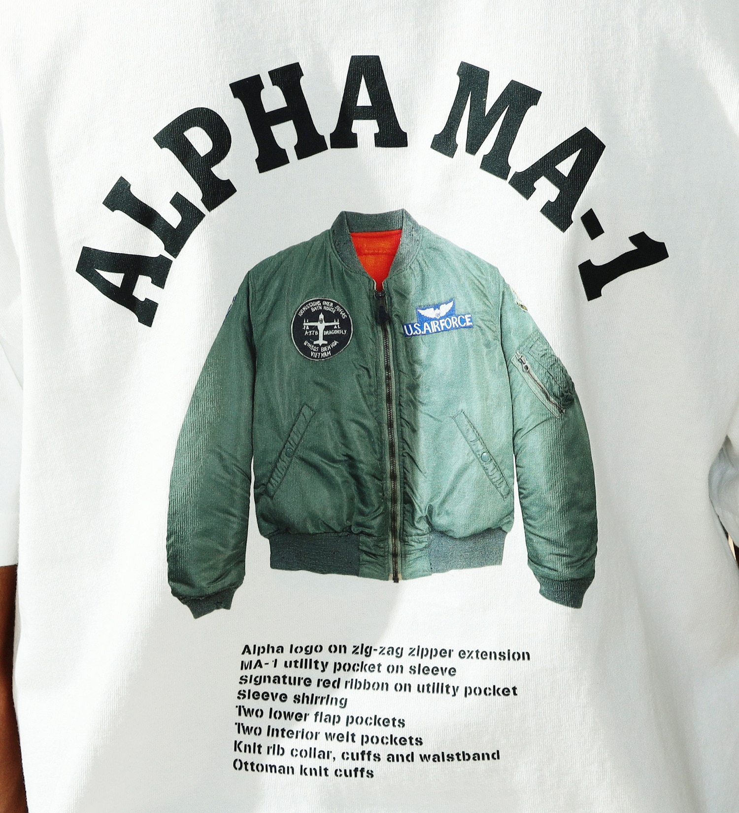 ALPHA(アルファ)のUSグラフィック プリントＴシャツ 半袖 (FLIGHT JAKET)|トップス/Tシャツ/カットソー/メンズ|ホワイト
