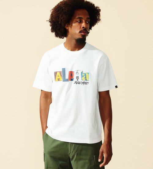 ALPHA(アルファ)の【ポイントアップ対象】USグラフィック プリントＴシャツ 半袖 (COLLAGE)|トップス/Tシャツ/カットソー/メンズ|ホワイト