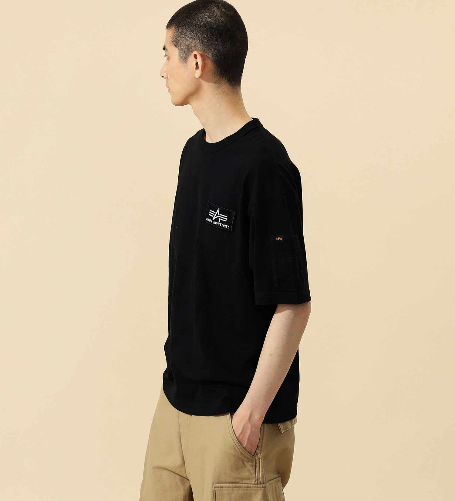ALPHA(アルファ)のスクアドロンプリントパッチTシャツ 半袖|トップス/Tシャツ/カットソー/メンズ|ブラック