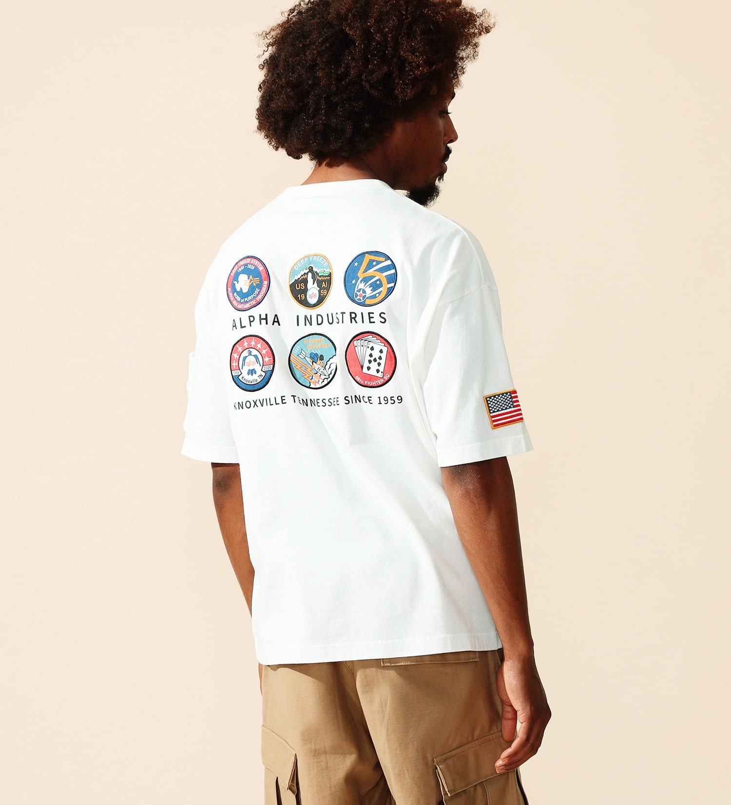 ALPHA(アルファ)のスクアドロンプリントパッチTシャツ 半袖|トップス/Tシャツ/カットソー/メンズ|ホワイト