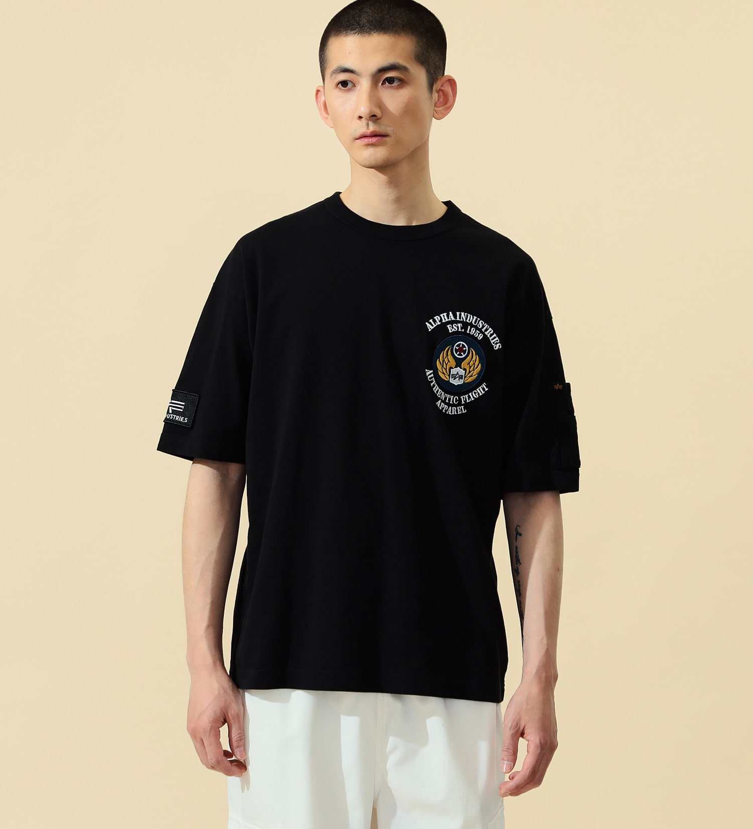 ALPHA(アルファ)のリフレクタープリントTシャツ 半袖|トップス/Tシャツ/カットソー/メンズ|ブラック