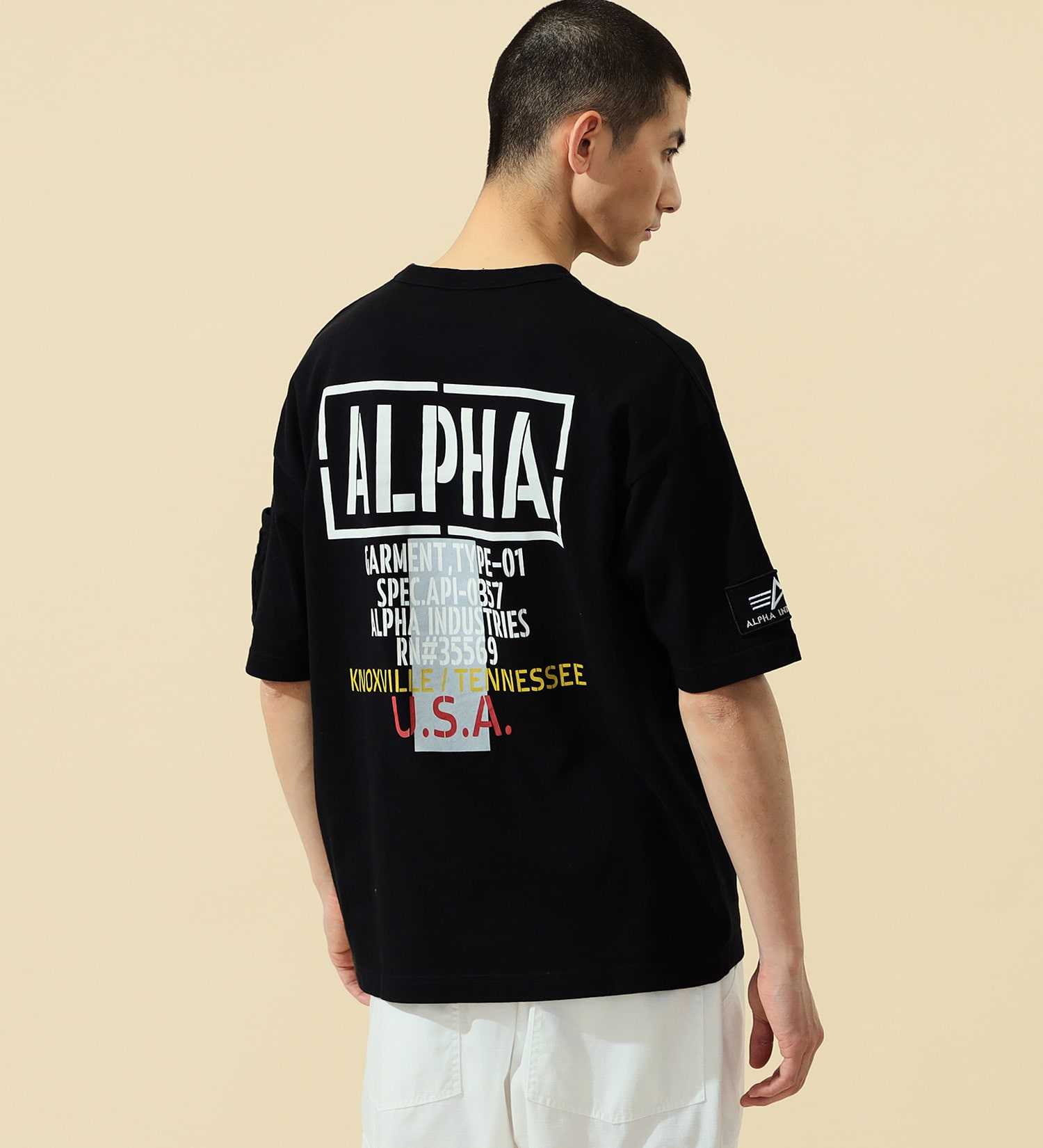 ALPHA(アルファ)のリフレクタープリントTシャツ 半袖|トップス/Tシャツ/カットソー/メンズ|ブラック