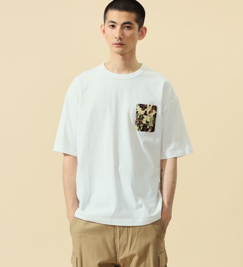 ALPHA(アルファ)のユーティリティーポケットTシャツ (カモ) 半袖|トップス/Tシャツ/カットソー/メンズ|ホワイト