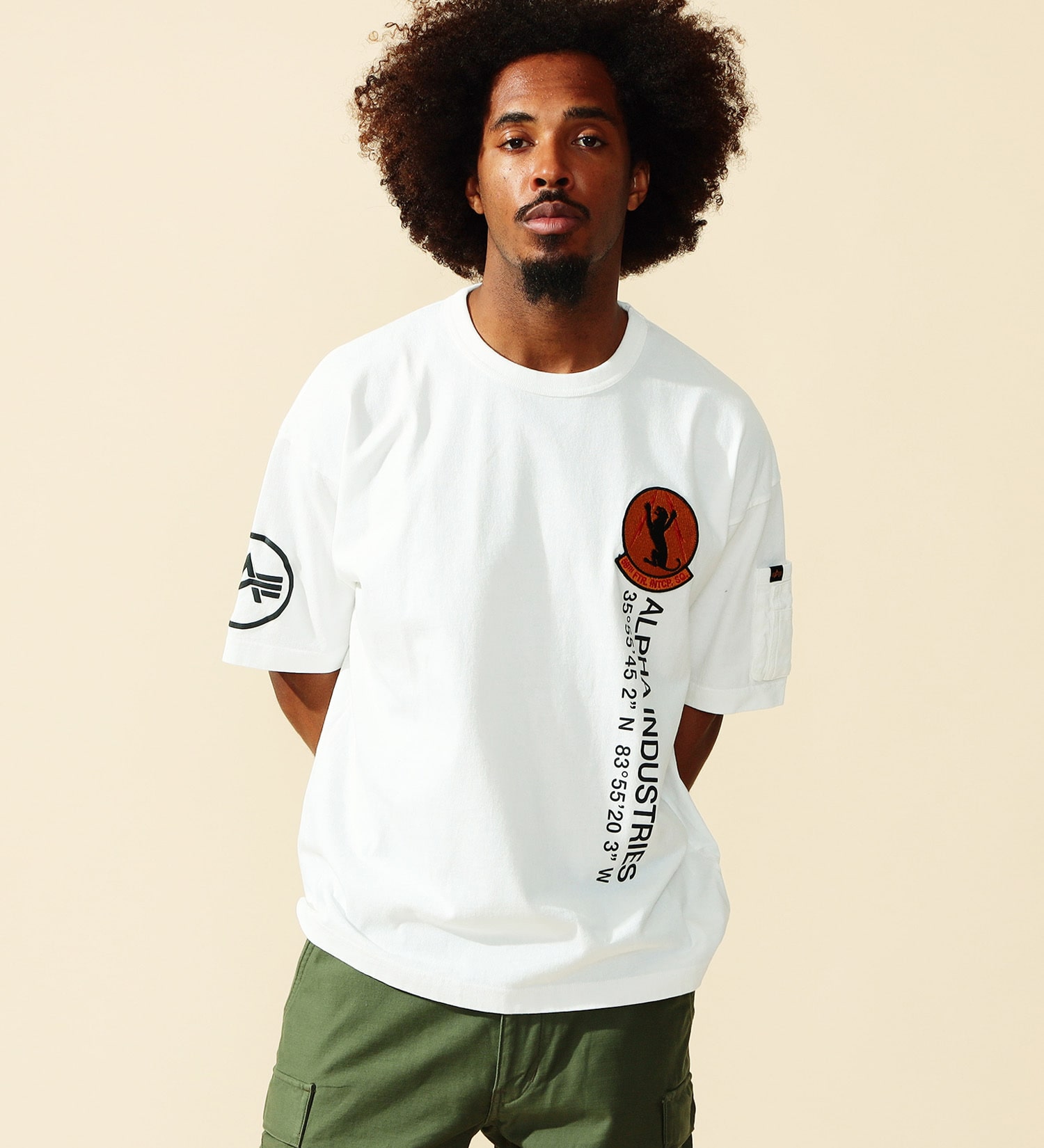 ALPHA(アルファ)のUSAF パッチプリントTシャツ 半袖|トップス/Tシャツ/カットソー/メンズ|ホワイト